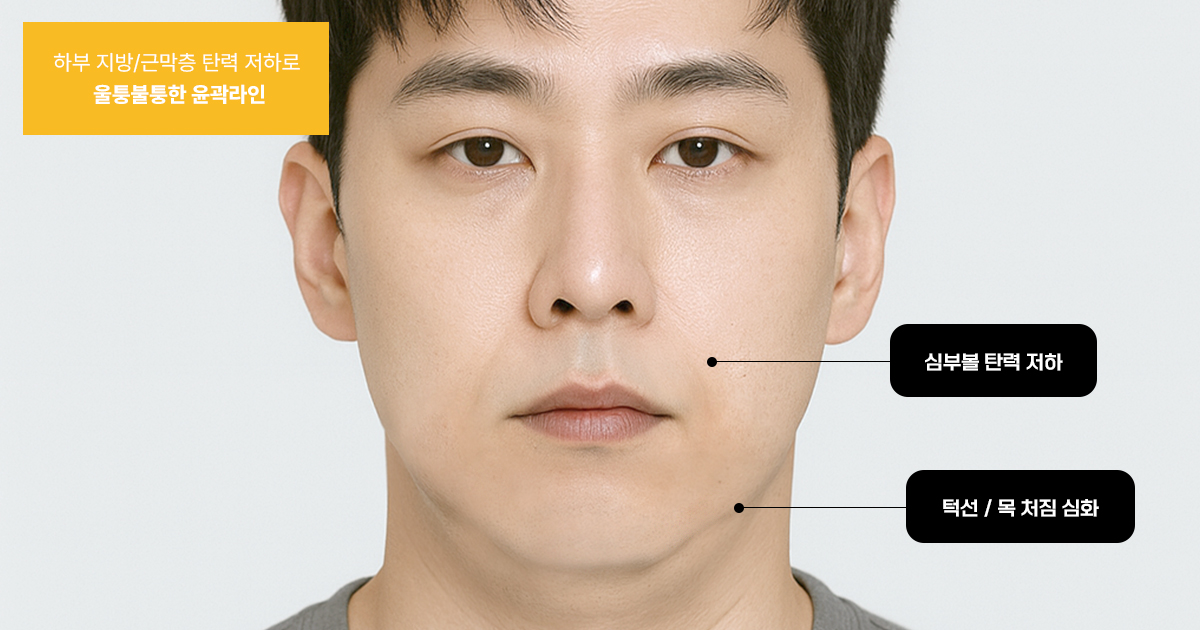 남성 노화 패턴과 얼굴선의 변화